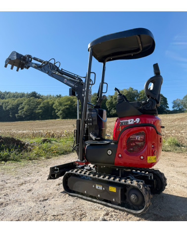 Mini Excavadora Kubota Hauser XR12-9 23HP Diesel Orugas retráctiles Mandos pilotados Giro lateral
