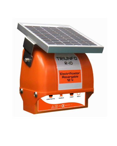 Pastor eléctrico ZAR Triunfo Solar R-10 5W Con Placa solar y Batería 12V 0,25J