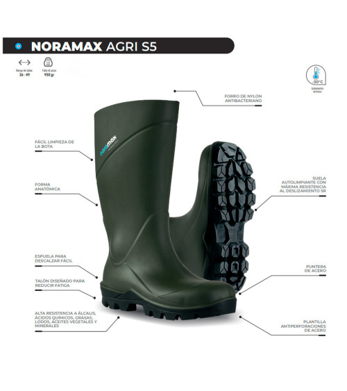 Bota de agua térmica con puntera para agricultura Noramax Agri S5