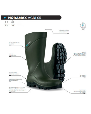 Bota de agua térmica con puntera para agricultura Noramax Agri S5