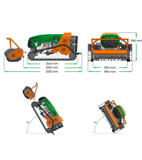 Robot desbrozadora Green Climber LV 800 PRO de MDB + trituradora TE 160 PLUS