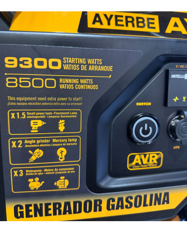 Generador gasolina Monofásico 8.5kW Arranque Eléctrico — AYERBE 9000 E