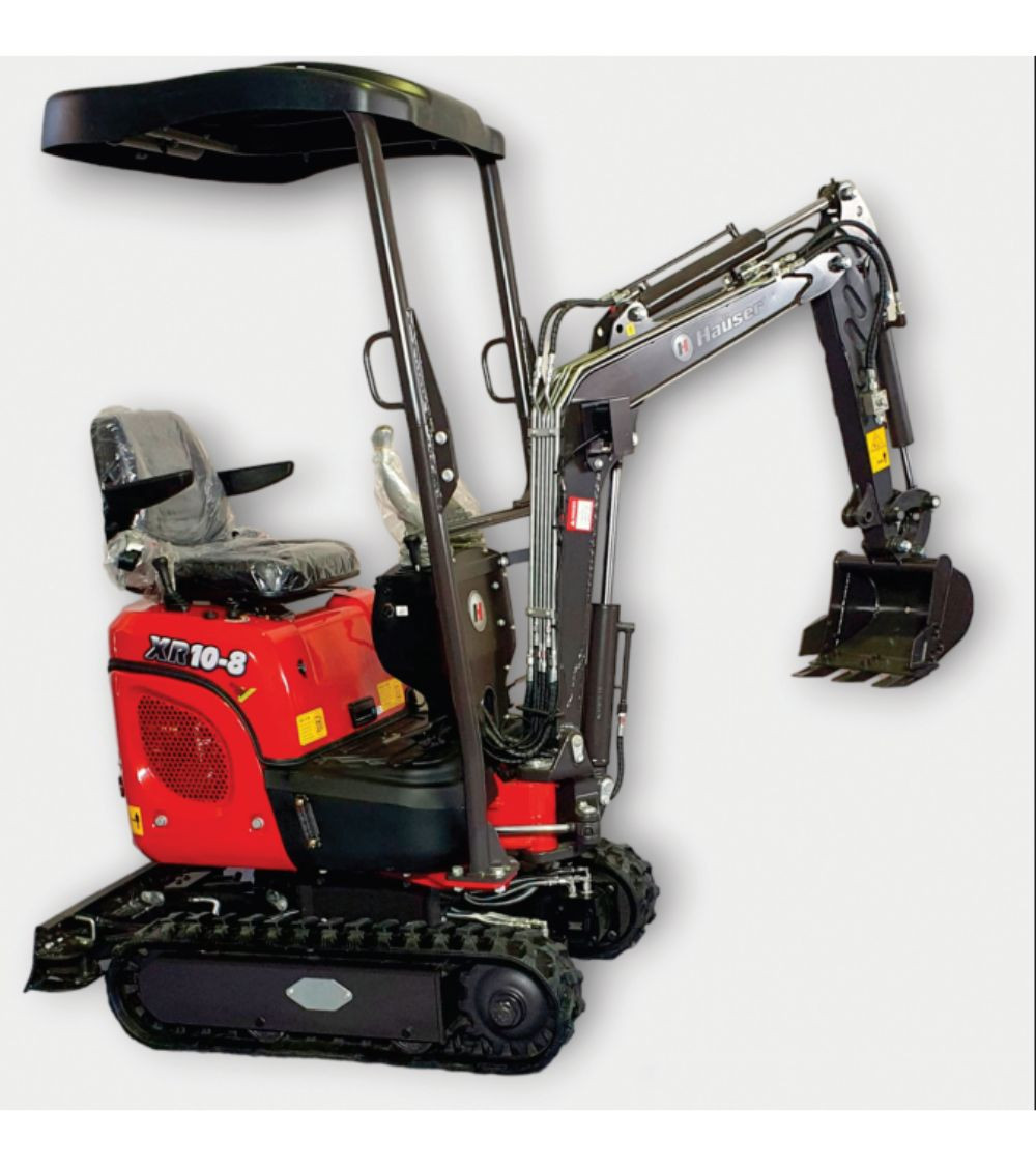 Mini Excavadora Hauser XR10-8/9 10 CV Diesel Orugas retractiles Giro lateral