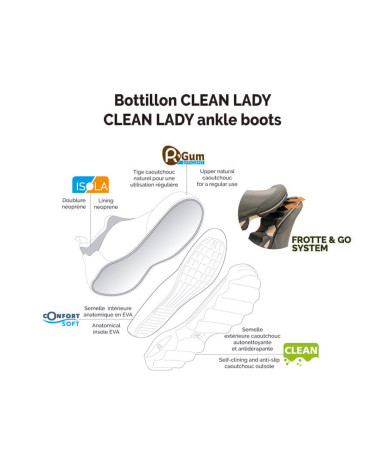 Botín de agua Rouchette Clean Lady Gris  (36-41)