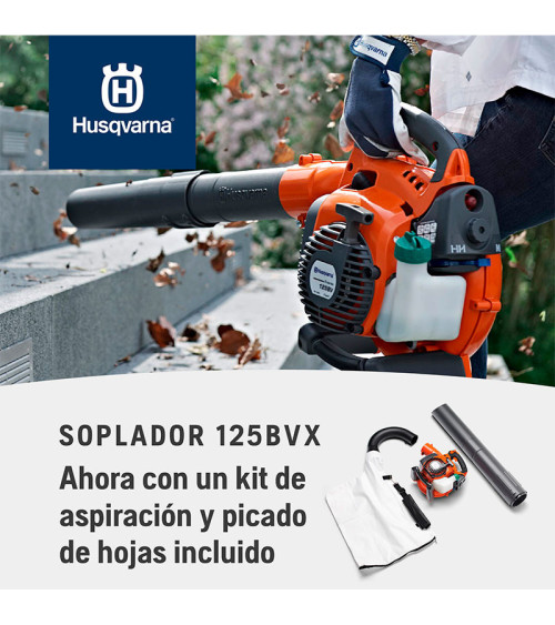 Soplador/aspirador de hojas gasolina Husqvarna 125BVx 28cc