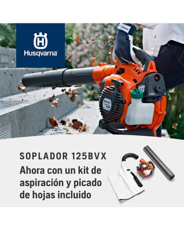 Soplador/aspirador de hojas gasolina Husqvarna 125BVx 28cc