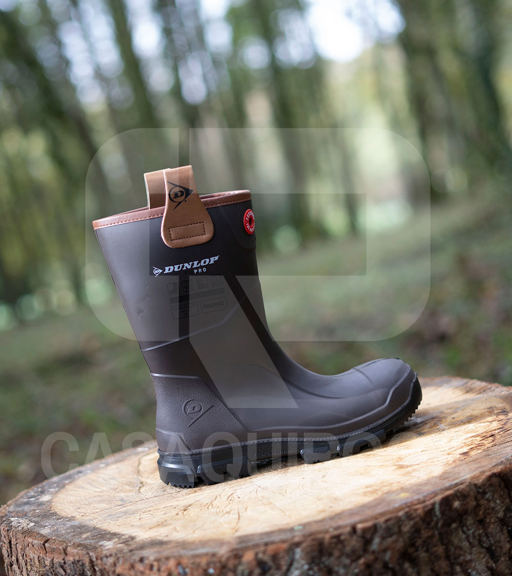 Botas de agua Dunlop RigPRO media caña marrón (37-48)